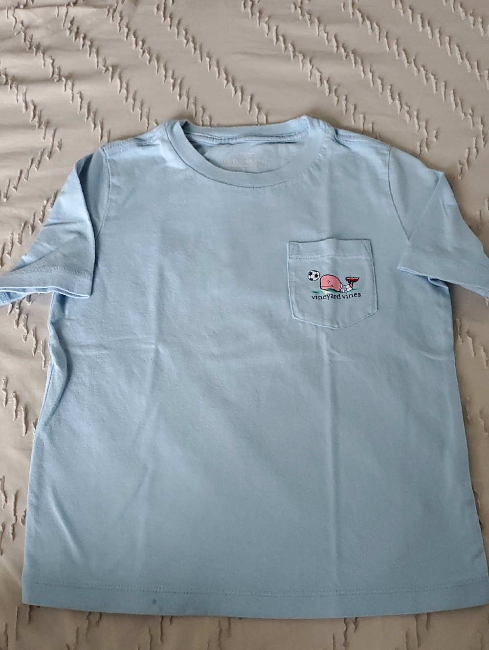 Vineyard Vines Light Blue Short-Sleeve Pocket Tee with Whale Graphic